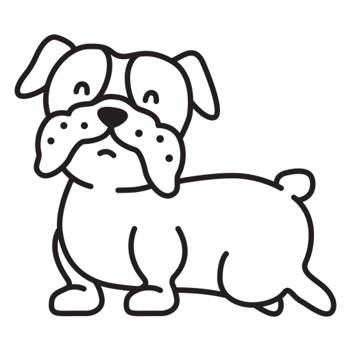 Black and white illustration of a bulldog PNG Design