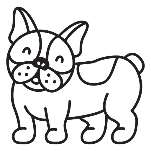 Ilustração a preto e branco de um buldogue francês Desenho PNG