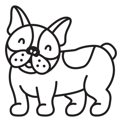 Ilustración en blanco y negro de un bulldog francés Diseño PNG