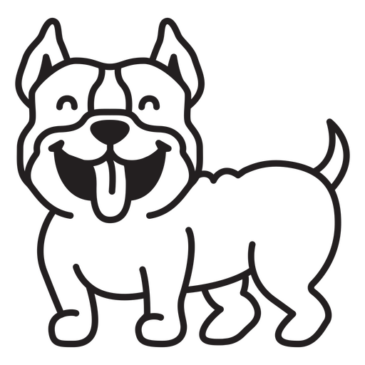 Ilustración en blanco y negro de un perro bull terrier Diseño PNG