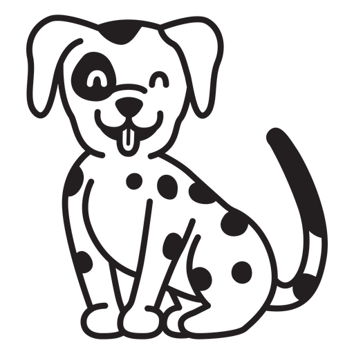 Schwarz-weißer Dalmatiner Hund sitzt PNG-Design