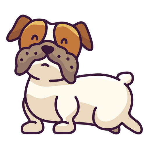 Cartoon dog with a brown and white face PNG Design