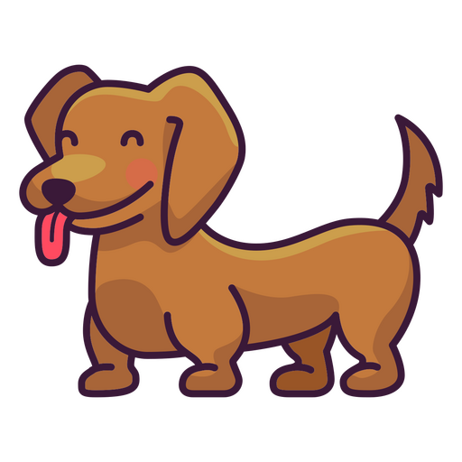 Cachorro bassê de desenho animado com a língua de fora Desenho PNG
