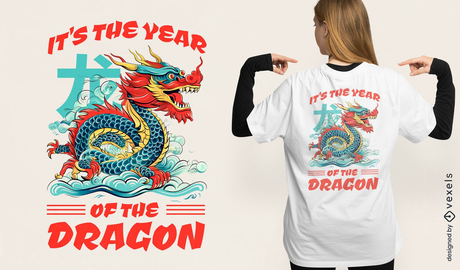 Chinese dragon new year t-shirt design