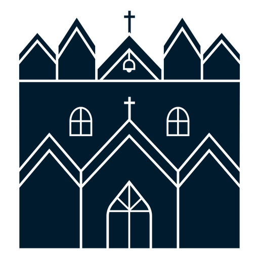 Icono de una iglesia con una cruz. Diseño PNG