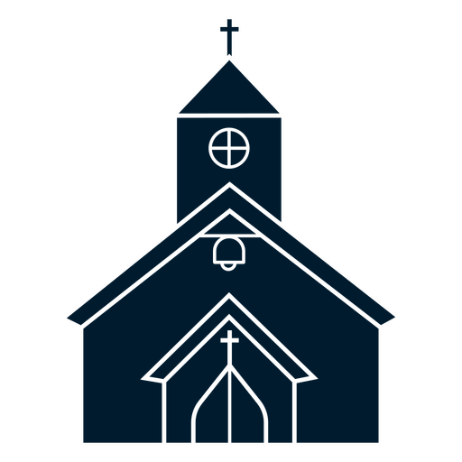 Diseño estilizado de silueta de iglesia con motivo de cruz Diseño PNG