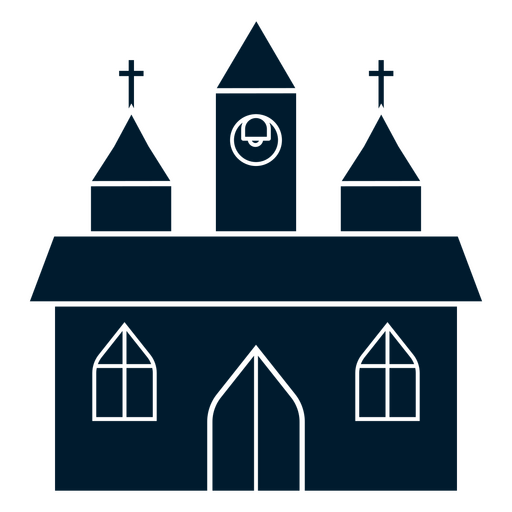Diseño de camiseta con silueta de iglesia tradicional y torre del reloj Diseño PNG