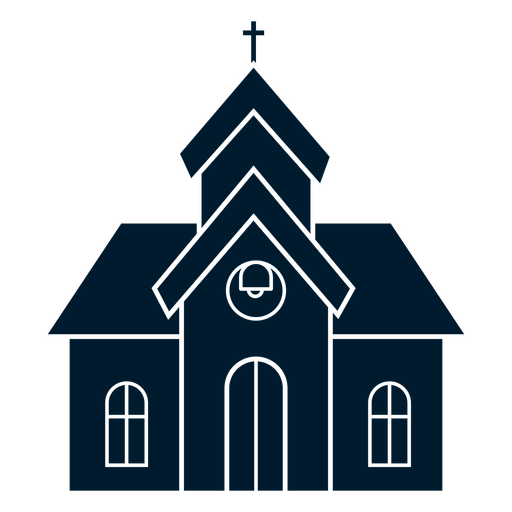 Elegante ilustración de una iglesia con campanario. Diseño PNG