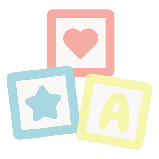 Diseño de bloques divertidos para bebés con formas y letras. Diseño PNG