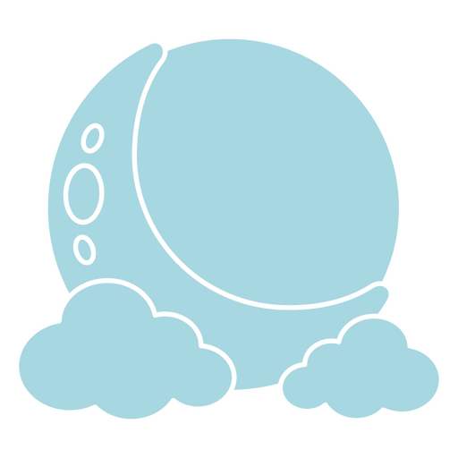 Luna azul y nubes. Diseño PNG