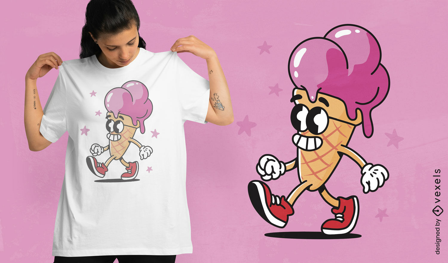 Diseño de camiseta de personaje de helado.