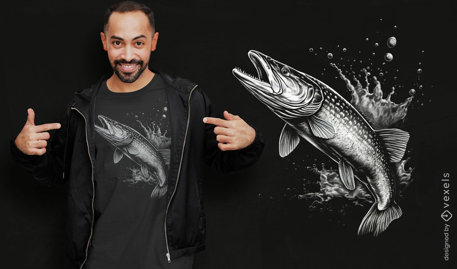 Diseño de camiseta de animal realista pez carpa.