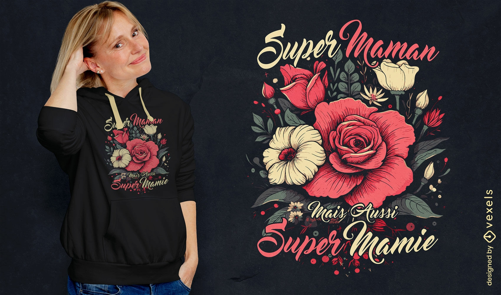 Design de camiseta com rosas da vovó
