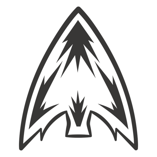 Black and white image of an arrowhead PNG Design