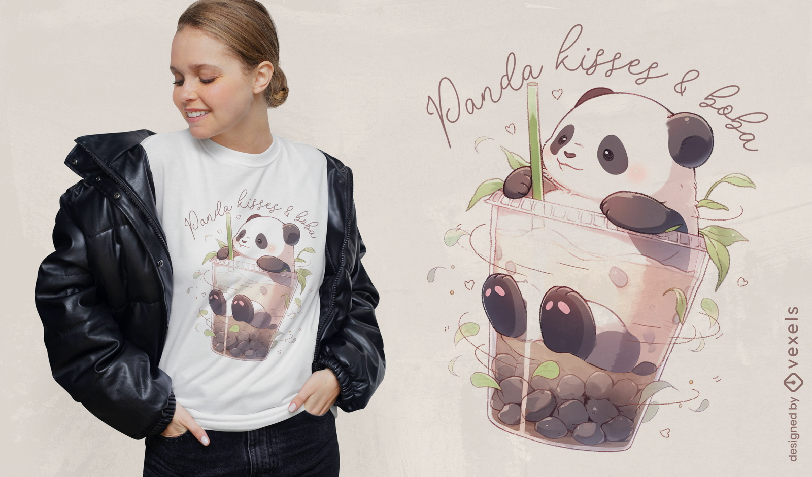 Panda animal in a drink t-shirt psd