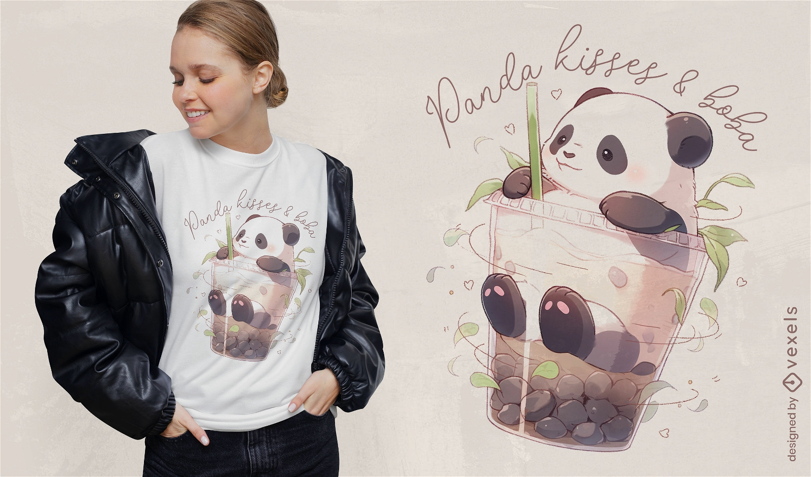 Panda-Tier in einem Getränke-T-Shirt PSD