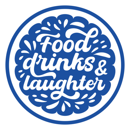 Logotipo de comida, bebidas y risas. Diseño PNG