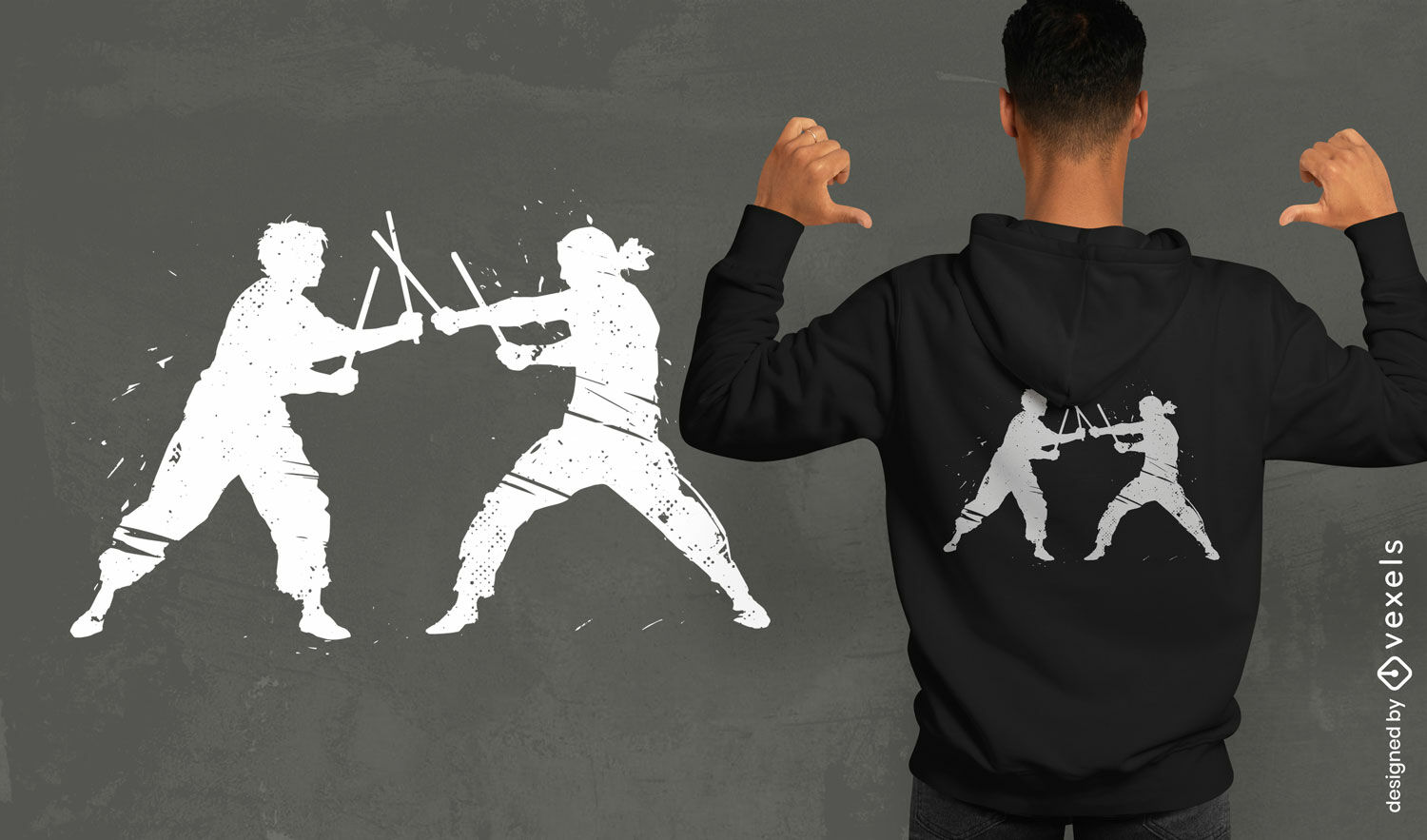 Diseño de camiseta de silueta de Eskrima.