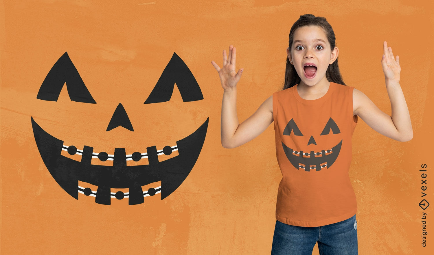 Pumpkin with braces t-shirt design