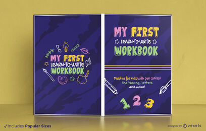 My First School Workbook Book Cover Design PSD Editable Template