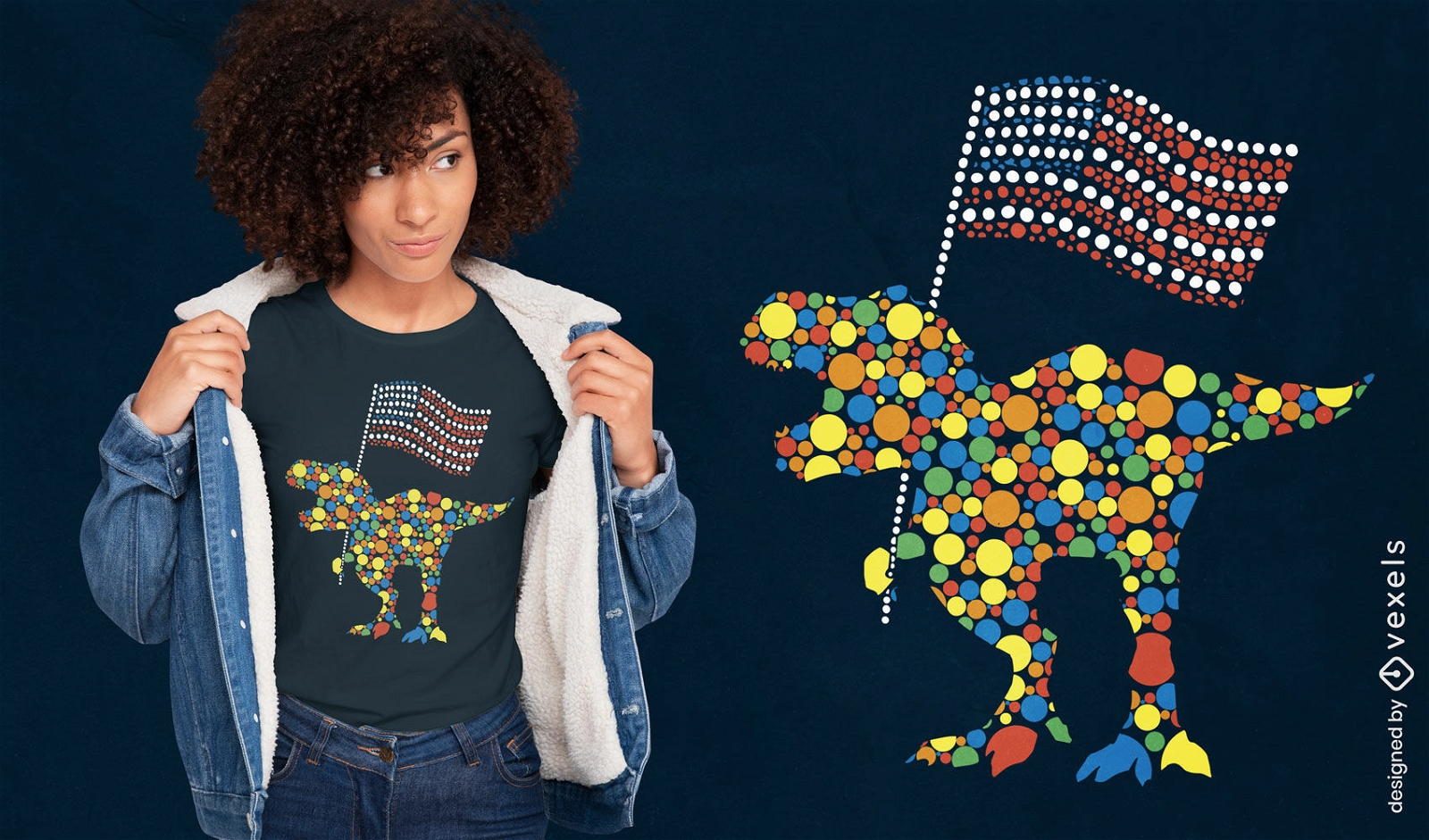 Patriotic t-rex dots t-shirt design