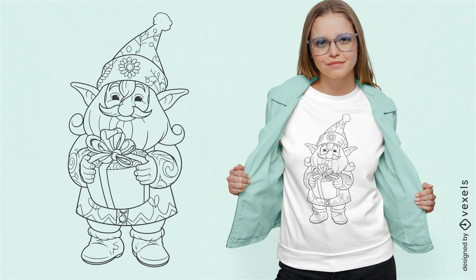 Gnome with a present t-shirt design