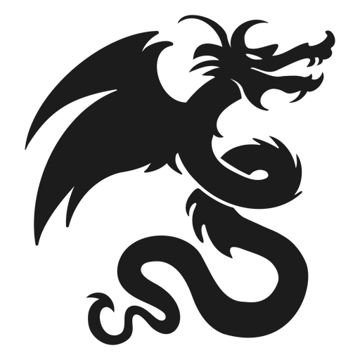 Silueta negra de un dragón Diseño PNG