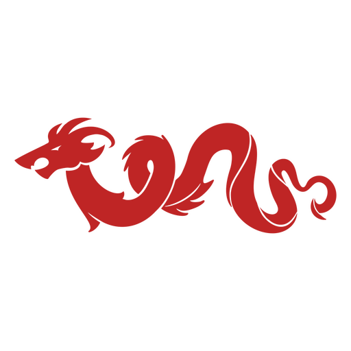 Desenho estilizado de dragão vermelho com forma espiralada. Desenho PNG