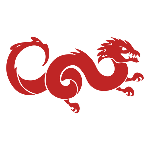Design gráfico estilizado de dragão vermelho em movimento Desenho PNG