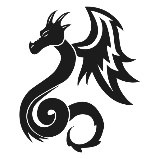 Stylized dragon illustration with flowing curves t-shirt design PNG Design