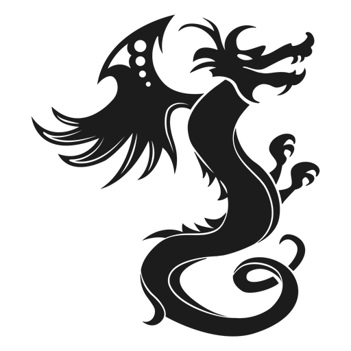 Design dinâmico de silhueta de dragão Desenho PNG