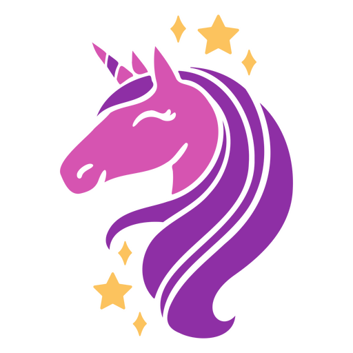 Purple unicorn with stars on its head PNG Design