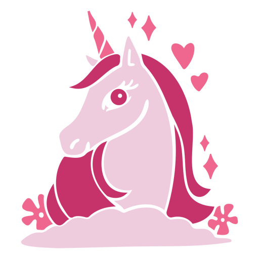 Unicórnio rosa com corações na cabeça Desenho PNG