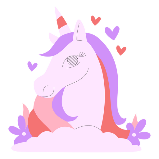 Unicorn with a pink and purple mane PNG Design