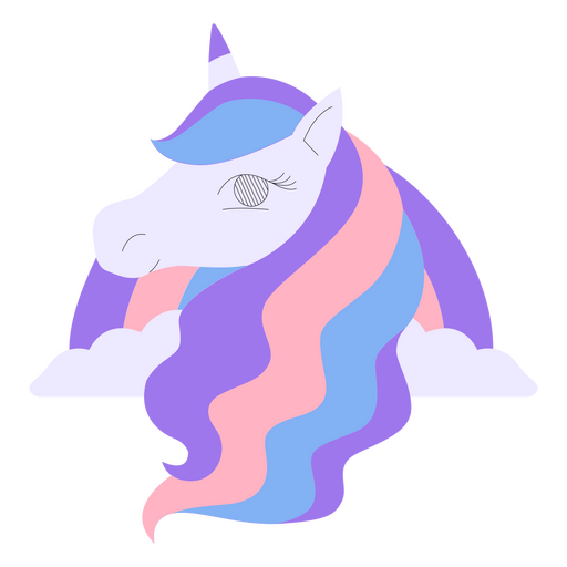 Einhorn mit rosa-blauer Mähne PNG-Design