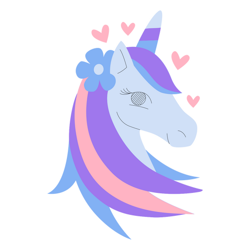 Unicorn head with hearts on it PNG Design