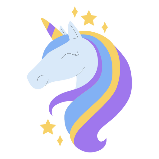 Einhorn mit Regenbogenmähne und Sternen PNG-Design