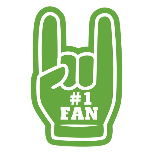 Green hand with the word 1 fan on it PNG Design