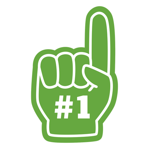 Dedo verde com o número 1 Desenho PNG