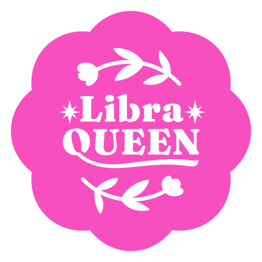 El logo de la reina libra sobre un fondo rosa Diseño PNG