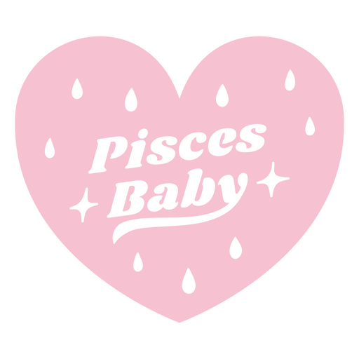 Rosa Herz mit den Worten Fische Baby darauf PNG-Design