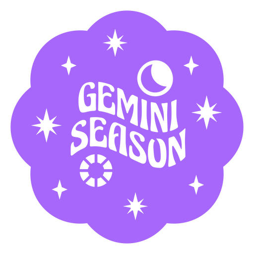 Purple circle with the words gemini season on it PNG Design