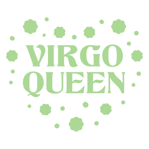 Green heart with the word virgo queen on it PNG Design