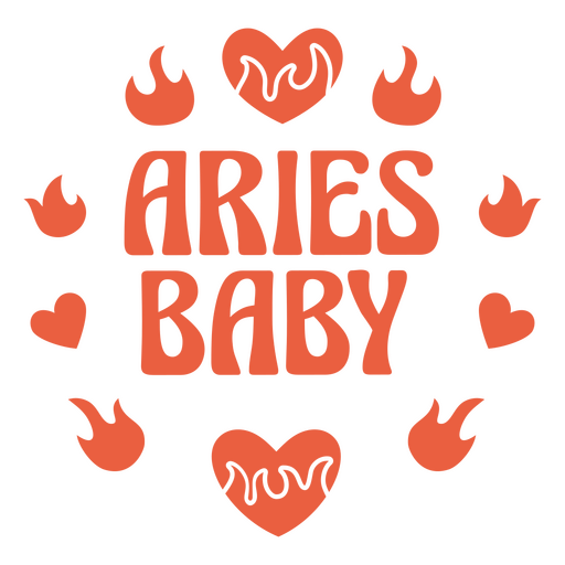Aries baby with hearts and flames PNG Design