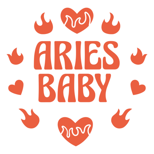 Bebé aries con corazones y llamas Diseño PNG