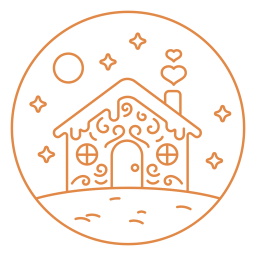 Haus mit Sternen und Mond im Hintergrund PNG-Design