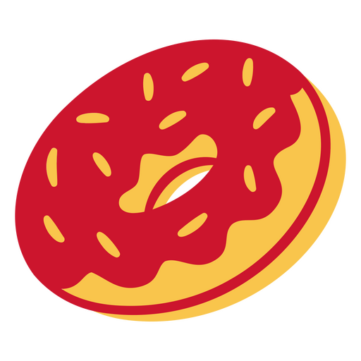 Donut vermelho e amarelo Desenho PNG