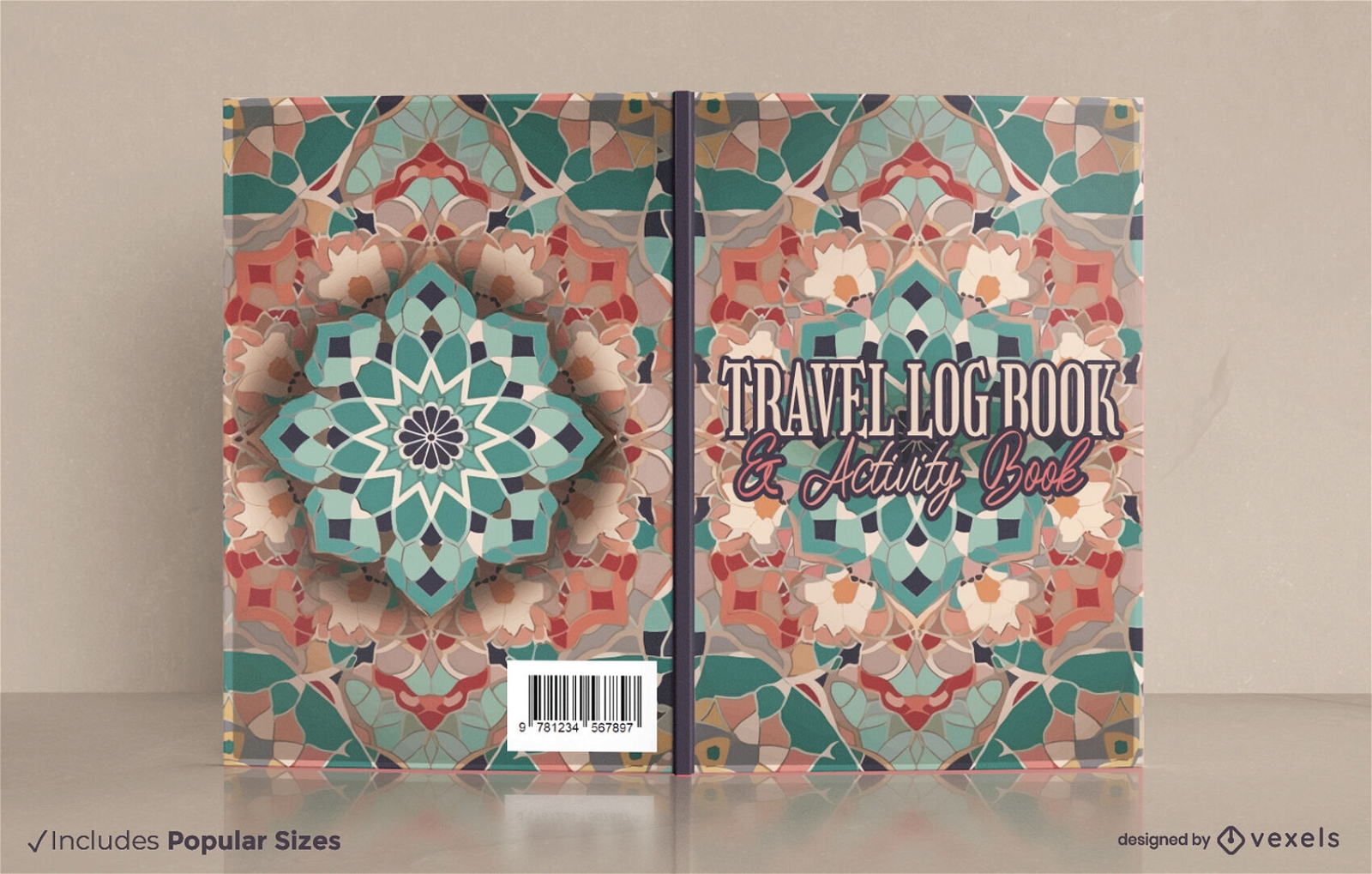 Geometric tile pattern book cover design