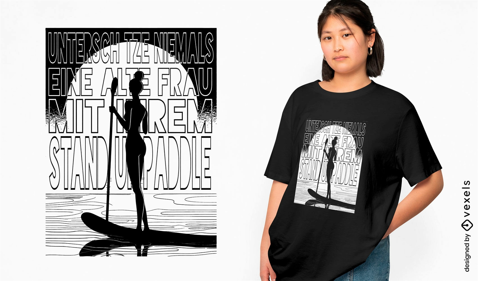 Design de camiseta feminina para stand-up paddle