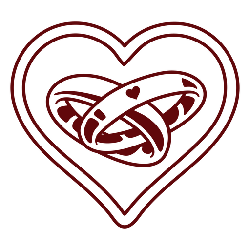 Two rings in the shape of a heart PNG Design